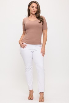 Women's Pure Comfort Modern Mid Sleeve Ribbed Fitted Top (XL only) style 5