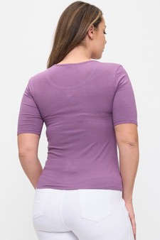 Women's Pure Comfort Modern Mid Sleeve Ribbed Fitted Top style 2