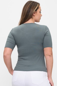 Women's Pure Comfort Modern Mid Sleeve Ribbed Fitted Top style 2