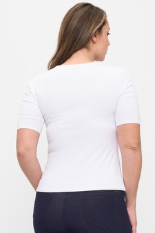 Women's Pure Comfort Modern Mid Sleeve Ribbed Fitted Top style 2