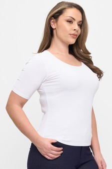 Women's Pure Comfort Modern Mid Sleeve Ribbed Fitted Top style 3