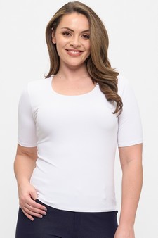 Women's Pure Comfort Modern Mid Sleeve Ribbed Fitted Top style 4