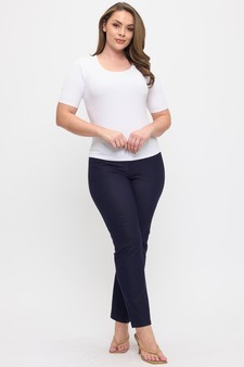 Women's Pure Comfort Modern Mid Sleeve Ribbed Fitted Top style 5