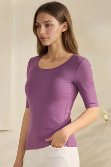 ETA 01/16/26 - Women's Pure Comfort Modern Mid Sleeve Ribbed Fitted Top style 3