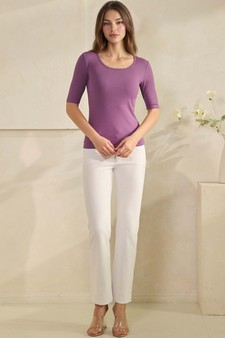 ETA 01/16/26 - Women's Pure Comfort Modern Mid Sleeve Ribbed Fitted Top style 5