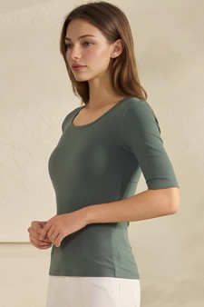 ETA 01/16/26 - Women's Pure Comfort Modern Mid Sleeve Ribbed Fitted Top style 3
