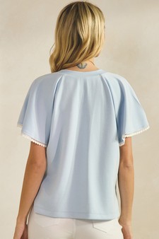 Thin Modal Scuba Scalloped Edge Trim Short Sleeve Top style 2