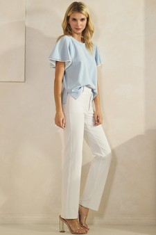 Thin Modal Scuba Scalloped Edge Trim Short Sleeve Top style 5