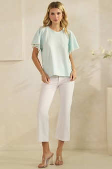 Thin Modal Scuba Scalloped Edge Trim Short Sleeve Top style 5