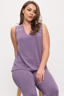 Relaxed V-Neck Lightweight Modal Scuba Sleeveless Top style 4