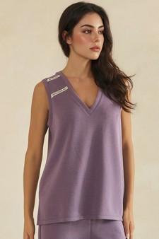 ETA 05/29/26 - Relaxed V-Neck Lightweight Modal Scuba Sleeveless Top style 4