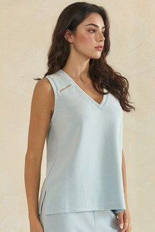 ETA 05/29/26 - Relaxed V-Neck Lightweight Modal Scuba Sleeveless Top style 3