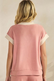 Soft Corduroy V Neck Two Tone Top style 2