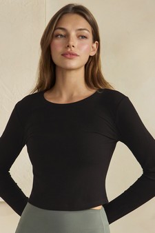 Pure Comfort Ribbed Long Sleeve Cropped Fitted Top style 4