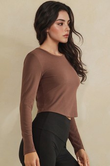 Pure Comfort Ribbed Long Sleeve Cropped Fitted Top style 3