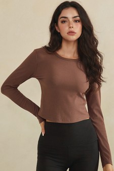 Pure Comfort Ribbed Long Sleeve Cropped Fitted Top style 4