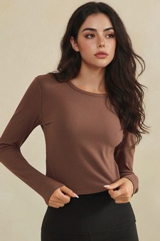 Pure Comfort Ribbed Long Sleeve Cropped Fitted Top