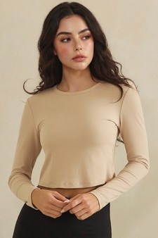 Pure Comfort Ribbed Long Sleeve Cropped Fitted Top style 4