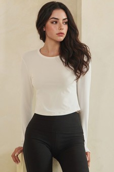 Pure Comfort Ribbed Long Sleeve Cropped Fitted Top style 4