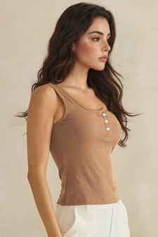 ETA 06/04/26 - Ribbed Scoop Neck Button Front Tank Top style 3