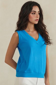 LuxeAir Ribbed Relaxed V-Neck Tank Top style 3