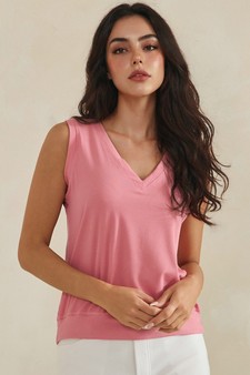 LuxeAir Ribbed Relaxed V-Neck Tank Top style 4