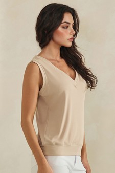 LuxeAir Ribbed Relaxed V-Neck Tank Top style 3