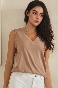 LuxeAir Ribbed Relaxed V-Neck Tank Top style 4