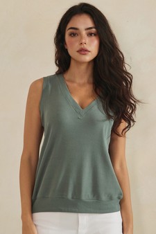LuxeAir Ribbed Relaxed V-Neck Tank Top style 4