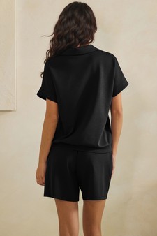 Relaxed Thin Modal Scuba Collared Top and Shorts Set style 2
