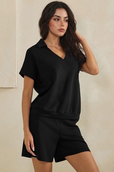 ETA 04/13/26 - Relaxed Thin Modal Scuba Collared Top and Shorts Set