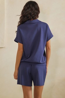 ETA 04/10/26 - Relaxed Thin Modal Scuba Collared Top and Shorts Set style 2