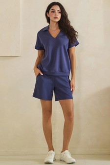 ETA 04/10/26 - Relaxed Thin Modal Scuba Collared Top and Shorts Set style 5