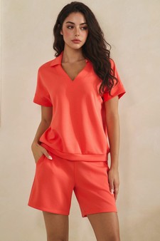 ETA 04/10/26 - Relaxed Thin Modal Scuba Collared Top and Shorts Set