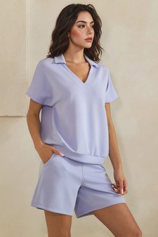 ETA 04/10/26 - Relaxed Thin Modal Scuba Collared Top and Shorts Set style 3