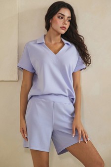 ETA 04/10/26 - Relaxed Thin Modal Scuba Collared Top and Shorts Set