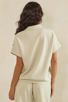 ETA 04/10/26 - Relaxed Collared V-Neck Thin Modal Scuba Short Sleeve Top style 2