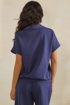 ETA 04/10/26 - Relaxed Collared V-Neck Thin Modal Scuba Short Sleeve Top style 2