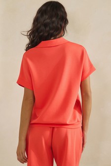 ETA 04/10/26 - Relaxed Collared V-Neck Thin Modal Scuba Short Sleeve Top style 2