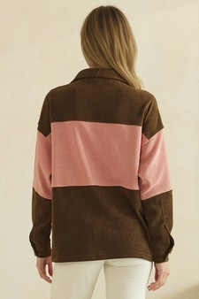 ETA 08/14/26 - Two Tone Colorblock Corduroy Button-Up Shacket style 2