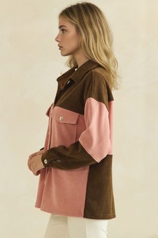 ETA 08/14/26 - Two Tone Colorblock Corduroy Button-Up Shacket style 3