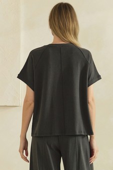 Relaxed Crew Neck Raglan Style Short Sleeve Top style 2