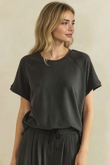 Relaxed Crew Neck Raglan Style Short Sleeve Top style 4