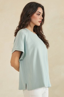 Relaxed Crew Neck Raglan Style Short Sleeve Top style 3