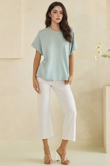 Relaxed Crew Neck Raglan Style Short Sleeve Top style 5