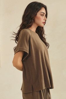 Relaxed Crew Neck Raglan Style Short Sleeve Top style 3