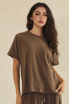 Relaxed Crew Neck Raglan Style Short Sleeve Top style 4