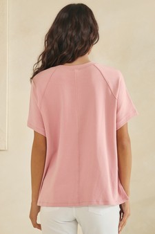 Relaxed Crew Neck Raglan Style Short Sleeve Top style 2