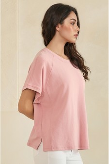 Relaxed Crew Neck Raglan Style Short Sleeve Top style 3