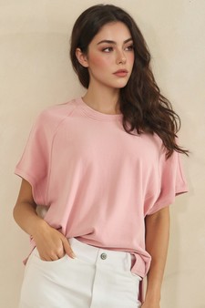 Relaxed Crew Neck Raglan Style Short Sleeve Top style 4